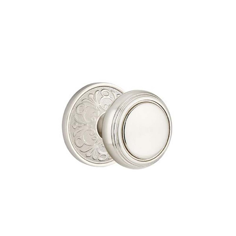 Passage Norwich Knob with Lancaster Rose, Satin Nickel