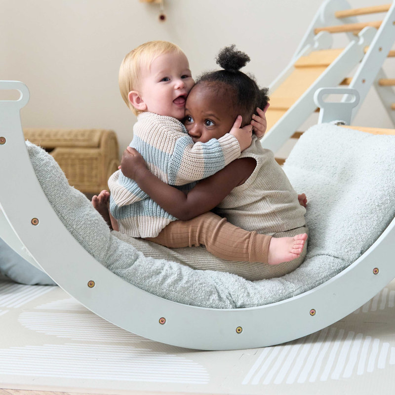 Scala Montessori 3 in 1 Pikler Climbing Frame with Climbing Wall, Sea Mist