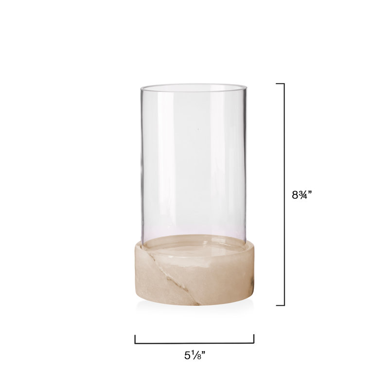 Charlotte Clear Glass & Brown Base Hurricane Candle Holder