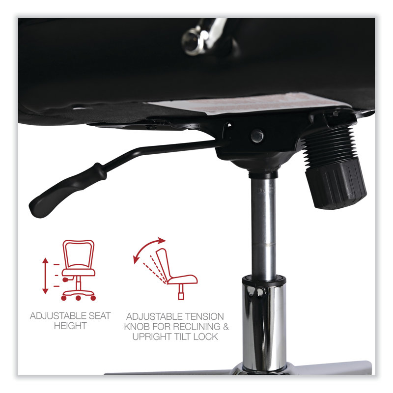 Black Leather Task Chair with Chrome Base and Fixed Arms