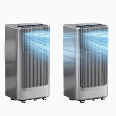 Ensemble de 2 climatiseurs portatifs de 10 000 BTU, unité de climatisation 3 en 1 avec déshumidificateur et ventilateur pour la chambre à coucher et le salon, chacun refroidit 450 pieds carrés, ensemble de fenêtre tranquille inclus
