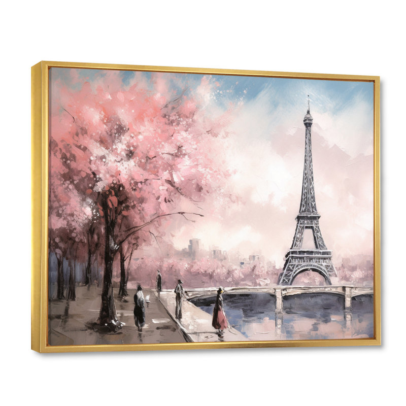 Grand chef-d'œuvre de la Tour Eiffel II - France, art mural, Cadre flottant doré, H 24 po x l 32 po x P 1 po