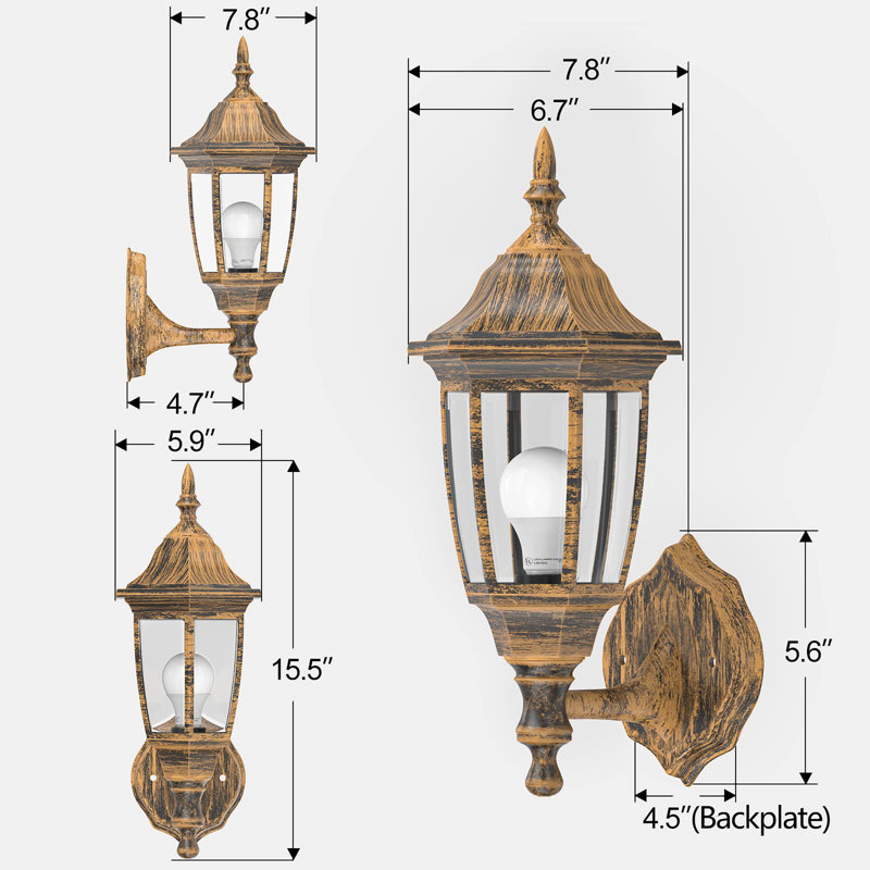 Exterior Motion Wall Sconces Outdoor 2-Pack, Gold