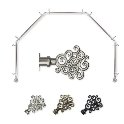 Ensemble de quincaillerie à rideaux simple 5 côtés pour fenêtre à baies Reinaldo