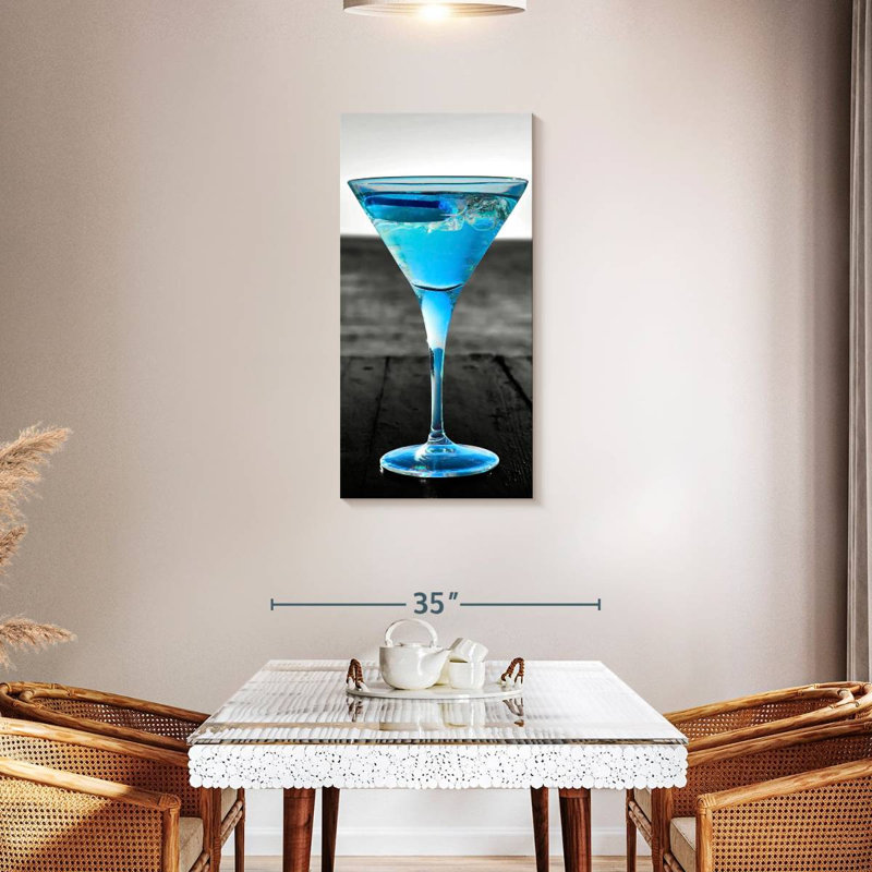 " Pop Blue Martini " Print, 42" H x 21" W x 1.25" D