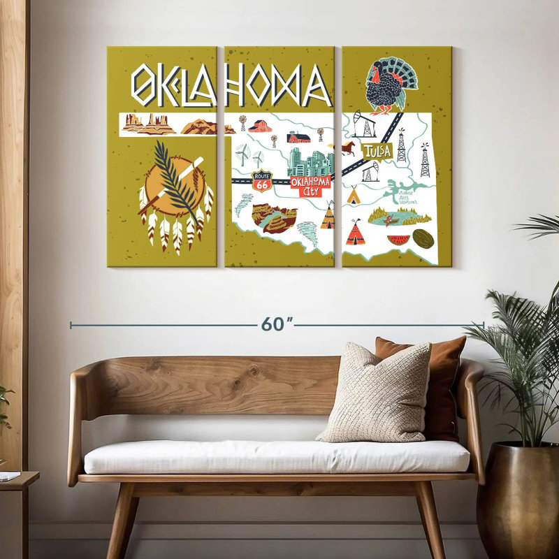 Icônes de carte Aliaz Oklahama, H 32 po x l 50 po