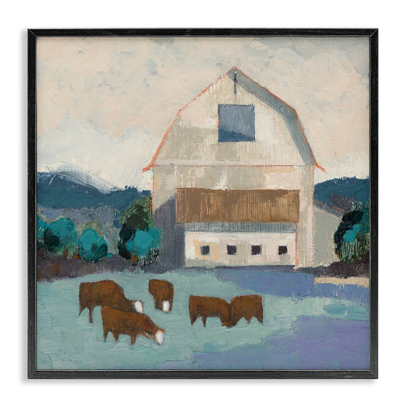Bétail de basse-cour encadré, estampe numérique par Sue Jachimiec, Giclée encadrée noir minuit, H 12 po x l 12 po