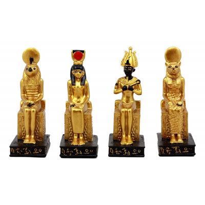 Ensemble 4 pièces gods horus osiris sekhmet et isis assises de thrones figurine Kousgaard