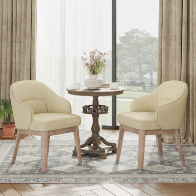 Upholstered Modern Accent Chair with Wooden Legs