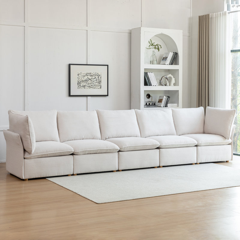 Canapé modulaire Hepworth Dejohn, Blanc, H 36 po x l 154,5 po x P 33 po, 5