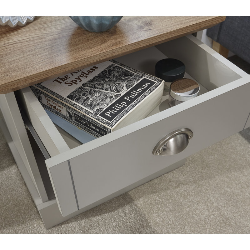 Brielle 45cm W Bedside Table, Grey/Oak