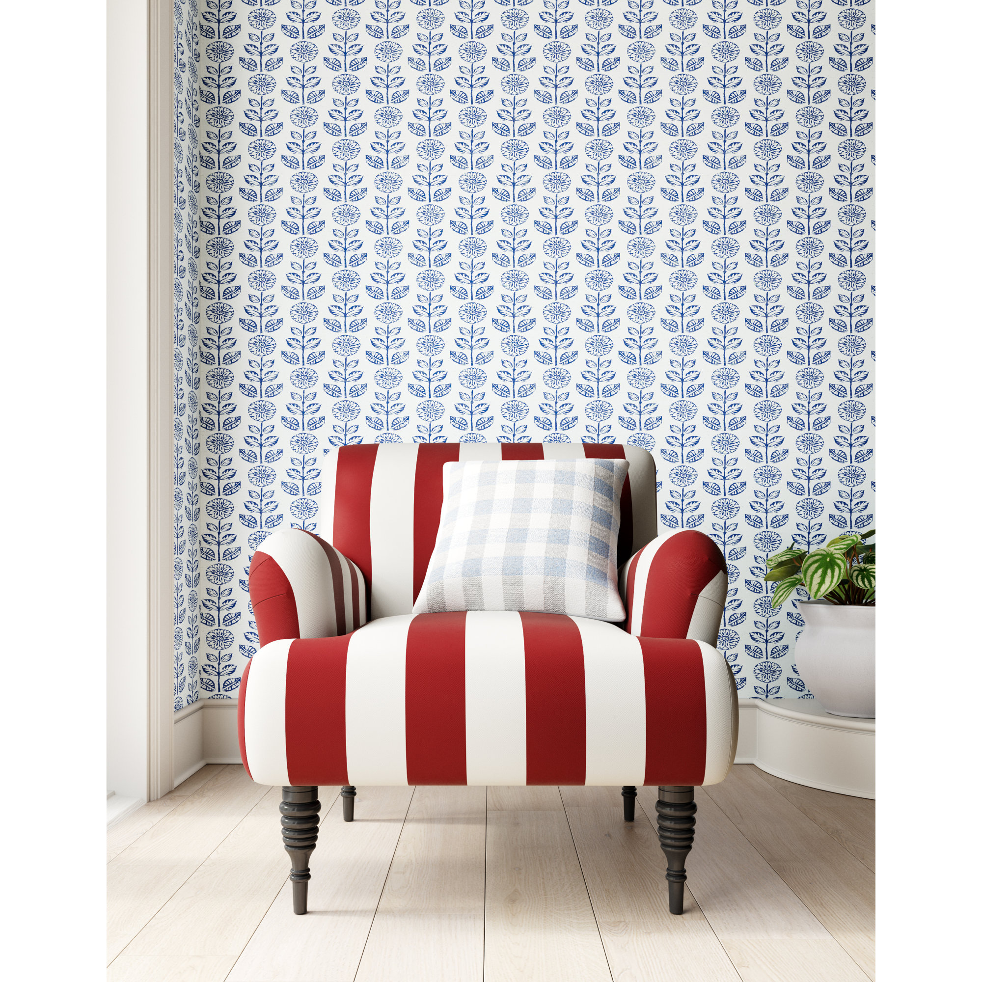 Fairhope Upholstered Armchair, Red 100% Cotton