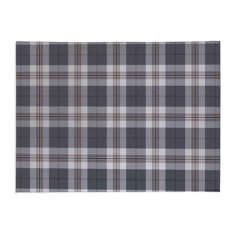 Tartan Block Kids Play Mat, Slate, Rectangle 3' x 5'