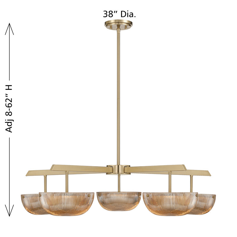 Hubbard Chandelier, Noble Brass, 5