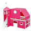 Lit mezzanine avec tente et tour à glissière rose-1837284017