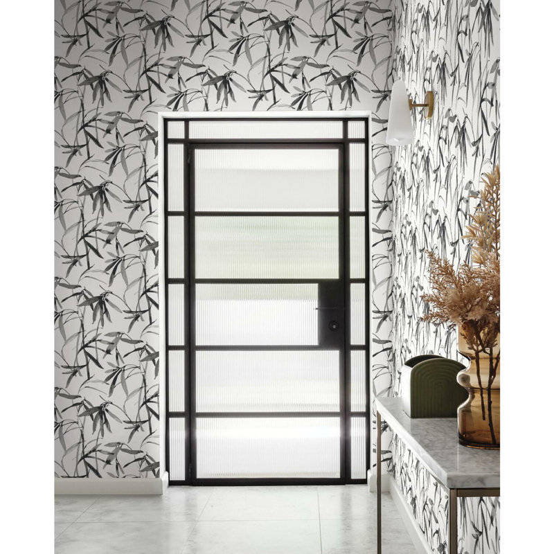 Rouleau de papier peint bambou L 27 pi x l 27 po, Noir / blanc