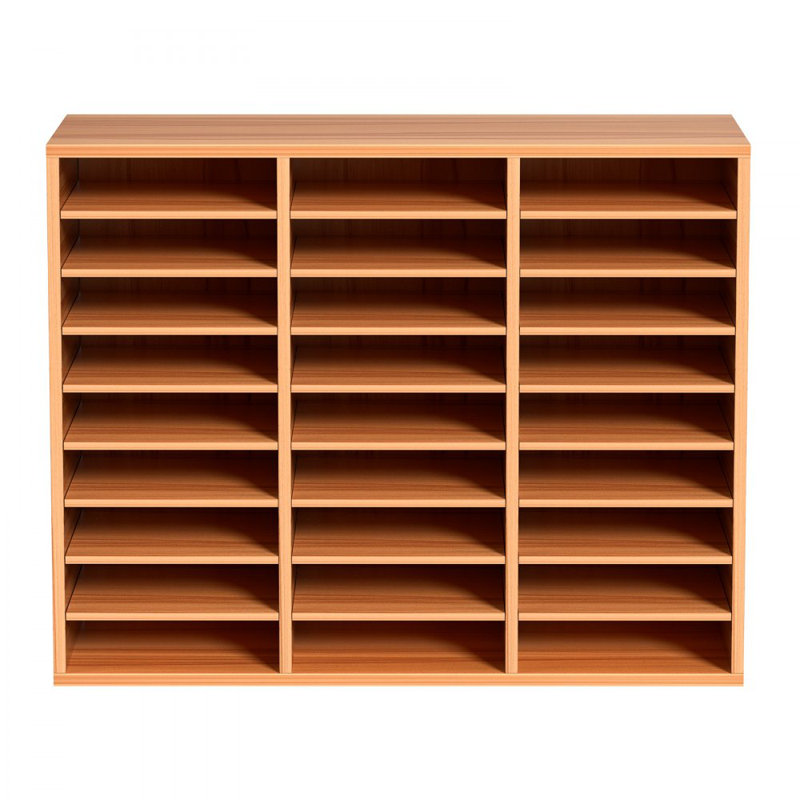 27 Compartments Wood Literature Organizer, Adjustable Shelves, Medium Density Fiberboard Mail Center, Office Home School Storage for Files, Documents, Papers, Magazines, White