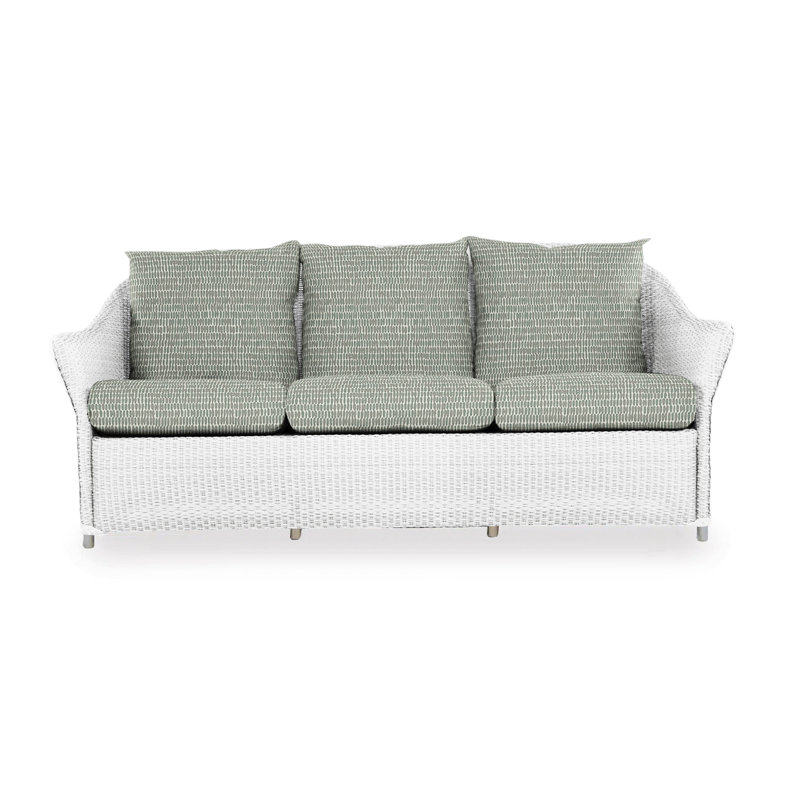 Weekend Retreat Outdoor 3 - Seat Patio Sofa, White, Bamboo Bay Sky