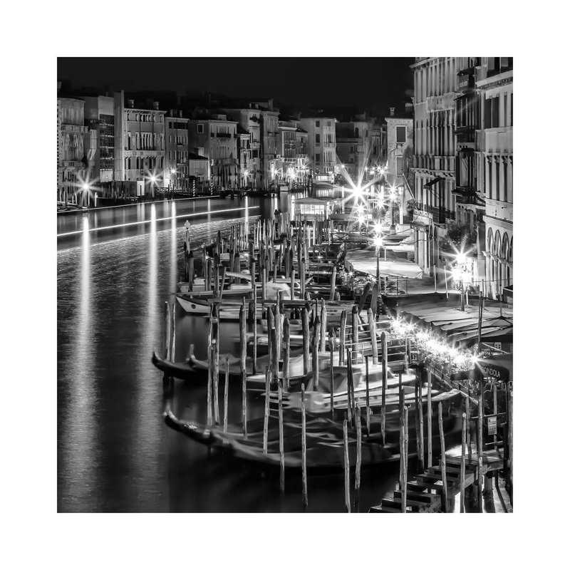 Venice View From Rialto Bridge Monochrome by Melanie Viola - Wrapped Canvas Print, 30.48 cm H x 30.48 cm W