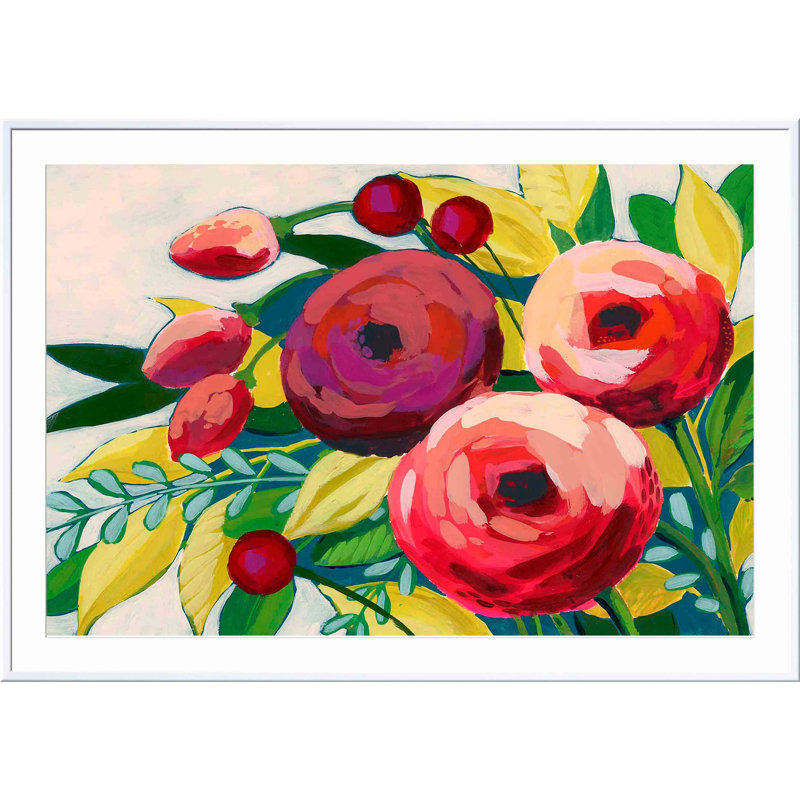 «VIVace Bloom II» par Grace Popp - peinture encadrée, H 24 po x l 36 po, Blanc