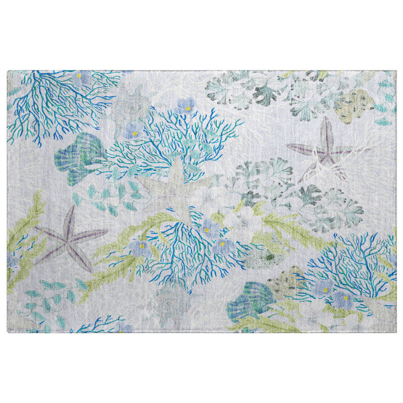 Premium Machine Washable Dream Shag ADS180 Coral Rug, Aqua, 2'6" x 3'10"