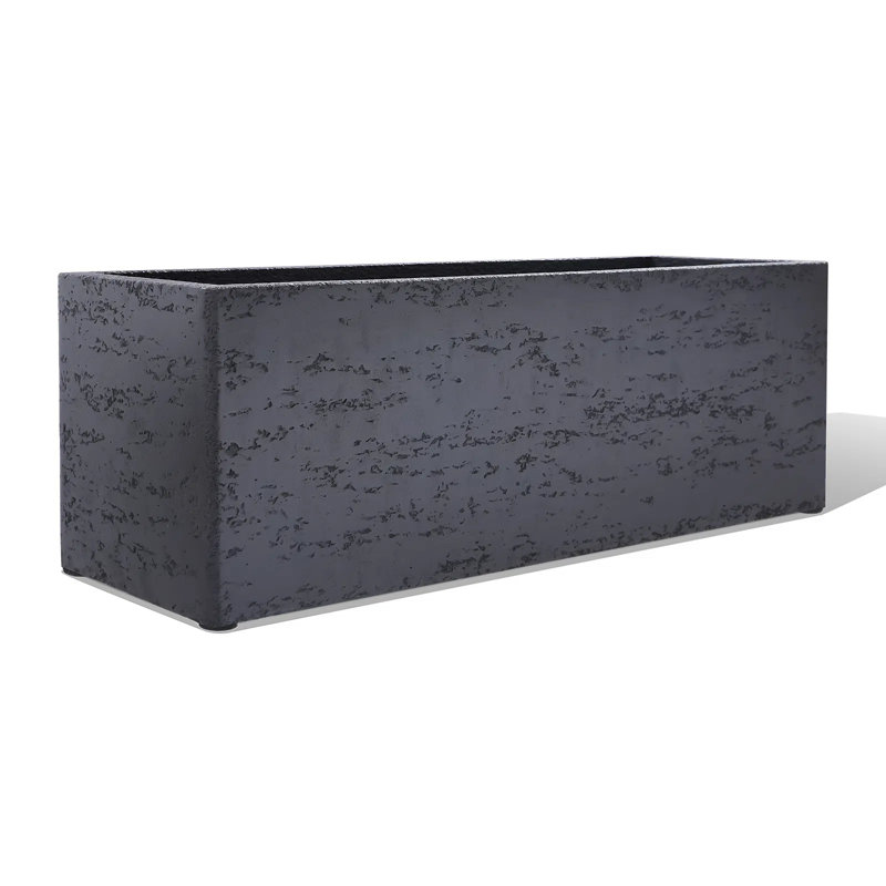 Jardinière rectangulaire en béton de 42 pouces, durable pour une utilisation toutes saisons avec trous de drainage, grande jardinière rectangulaire pour plantes d'intérieur et d'extérieur