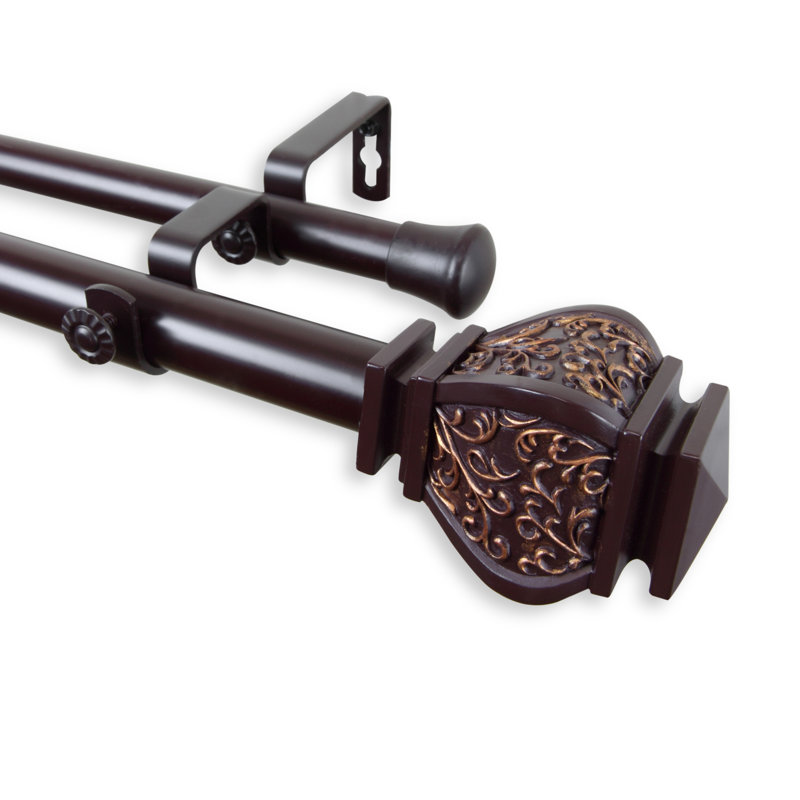 Tringle à rideaux double Mcfee, l 160 po à 240 po, Doré clair