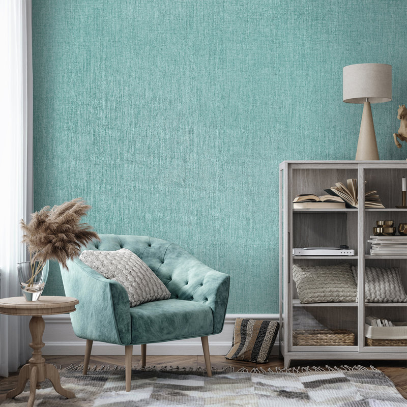 Precious Collection Metallic Canvas Wallpaper Roll, Teal