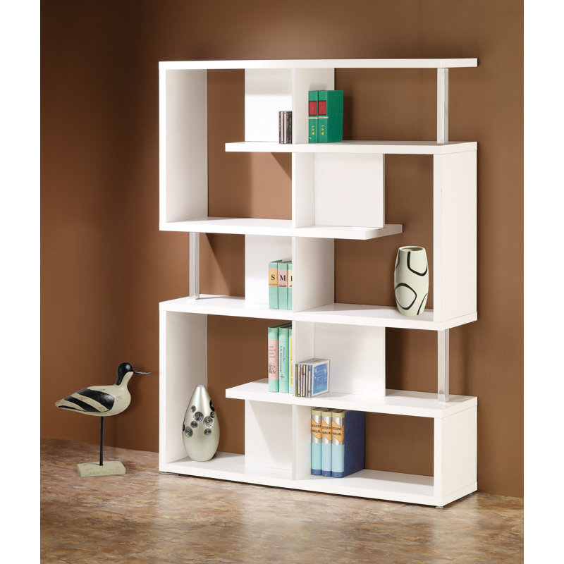 Petula Five-Tier Geometric Bookcase, Blanc