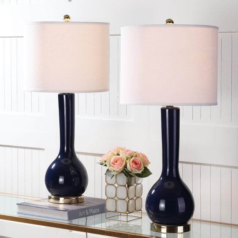 Amoure Ceramic Table Lamp, Navy