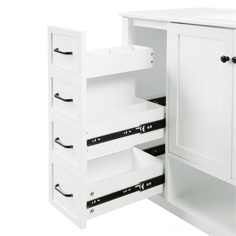 Armoire de salle de bain avec deux portes et deux tiroirs Erena