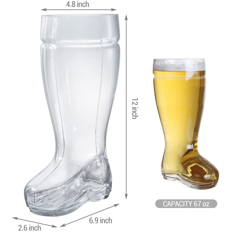 2 Piece 2011ml Glass Beer Mug Set