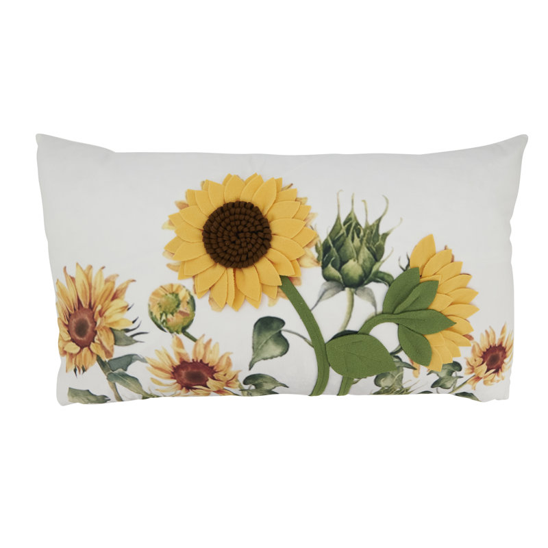 Bright Felt Applique Sunflower Pillow, Duck Down