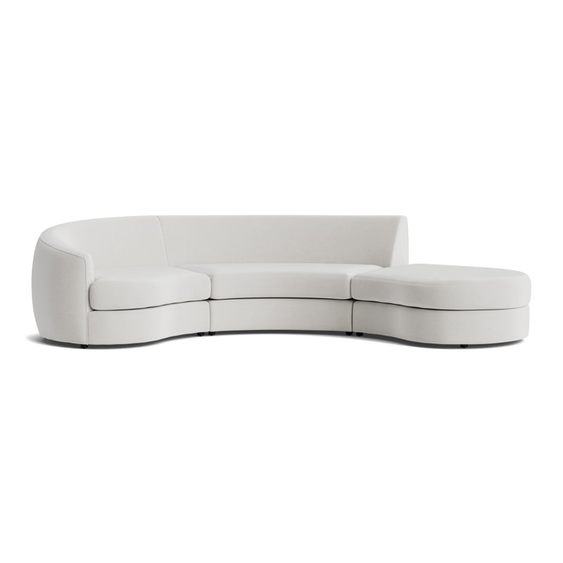 Giselle 3-Piece Left Arm Sectional, Performance Velvet - Silver