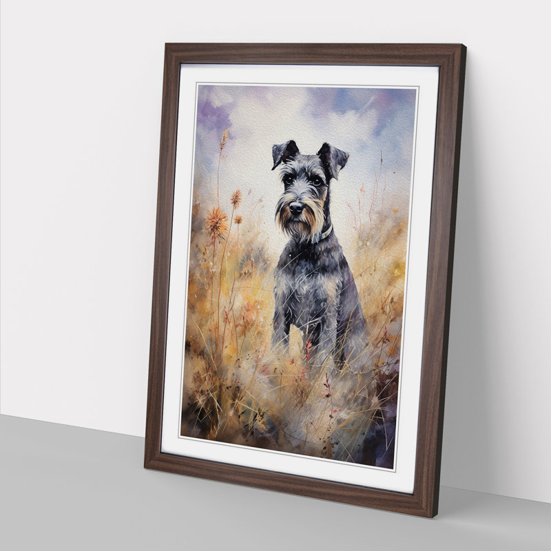 Schnauzer Tachisme - Framed Print, 64cm H x 46cm W x 2cm D, Walnut