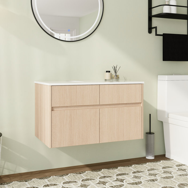 Base de meuble-lavabo simple 32 po Drathe, Chêne blanc