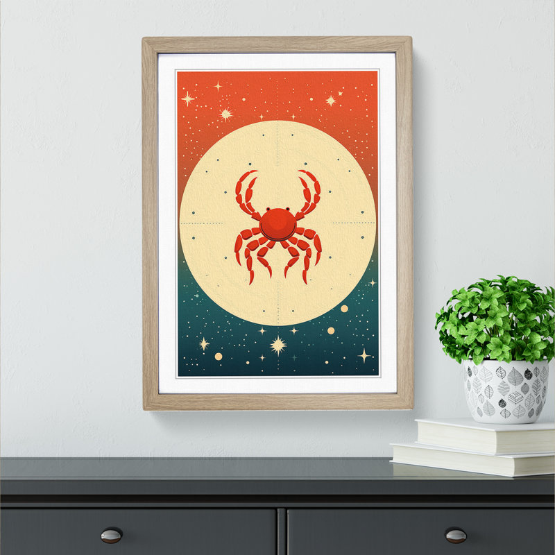 Cancer Zodiac Minimalism - Framed Print, Oak Framed, 64cm H x 46cm W x 2cm D