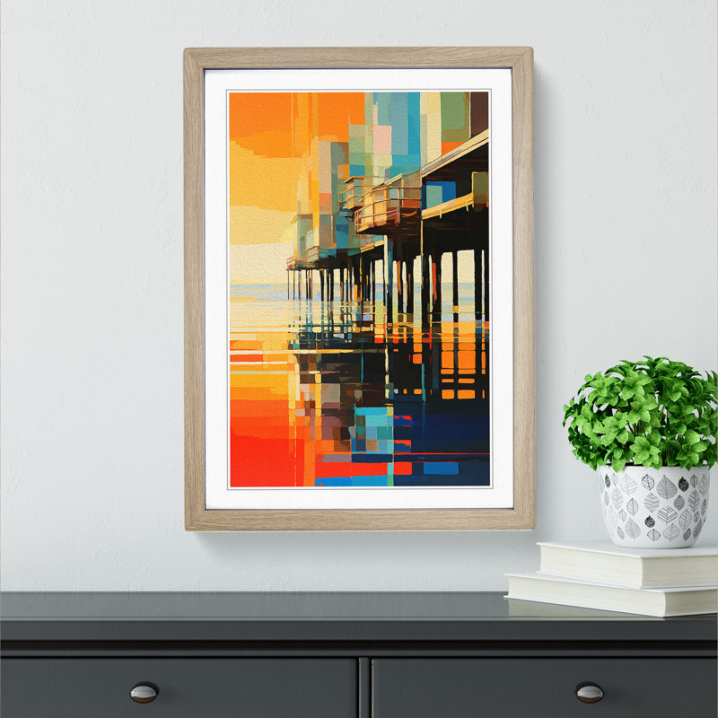 Pier Pier Orphism - Single Picture Frame Print on Wood, 46cm H x 34cm W, Oak Framed