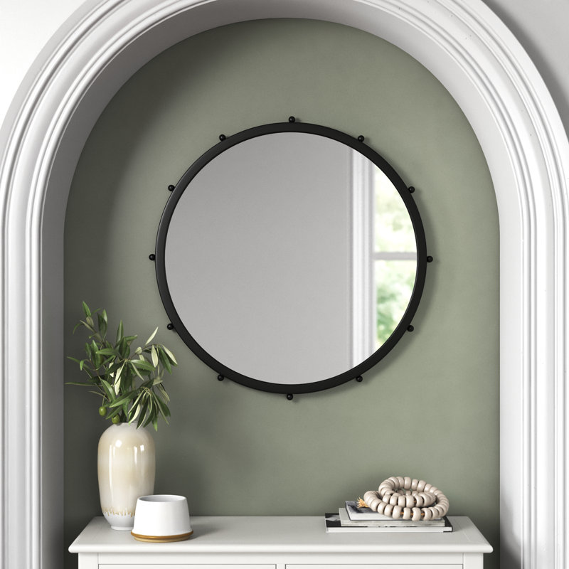 Weston Metal Round Mirror, Black, 25.2" x 25.2"