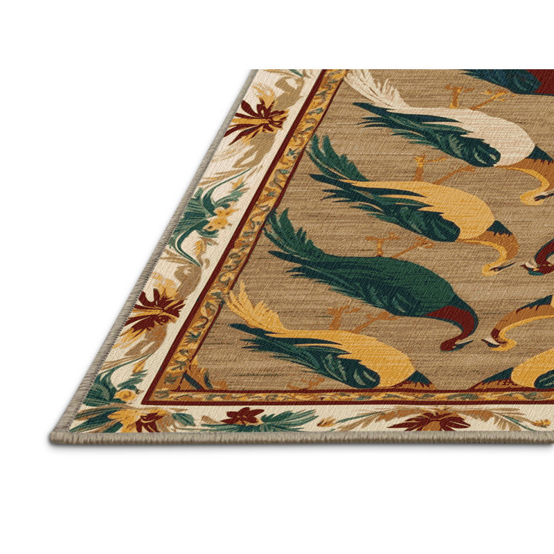  Tapis hawaïen lavable avec paires d'oiseaux, Carré 3 pi