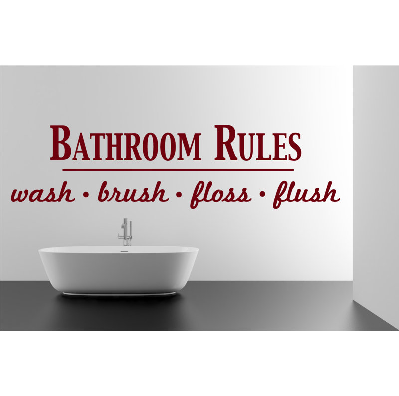 Décalcomanie murale règles de salle de bain, Bourgogne, H 9 po x l 36 po x P 0,01 po