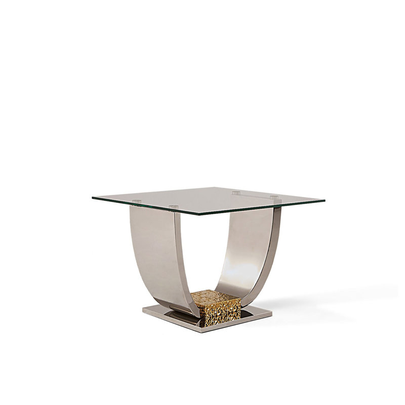 Table de bout en verre à piédestal