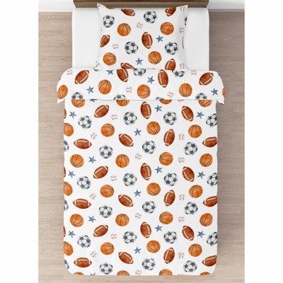 Watercolor Sports Theme Brushed Microfiber 3 Piece Twin Comforter Set