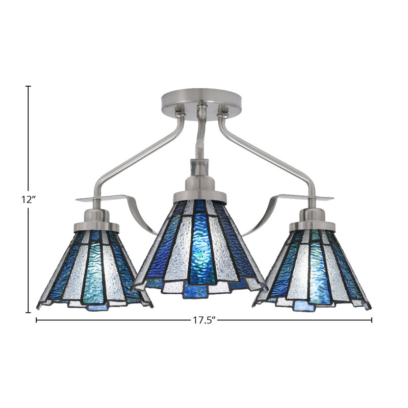 Plafonnier semi-encastré 3 lumières Odyssey, Nickel brossé