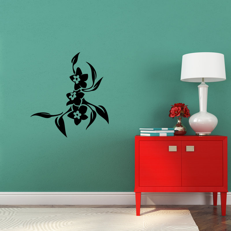 Adhésif décoratif fleurs Galusha, Noir