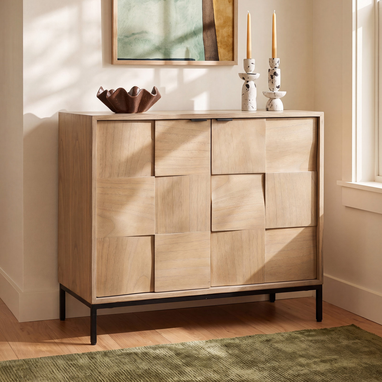 2-Door Geometric Accent Cabinet