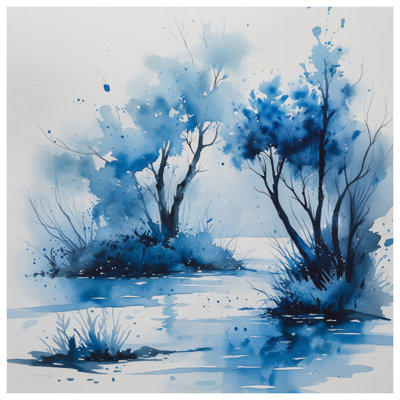 Blue Watercolor Trees Duvet Covers
