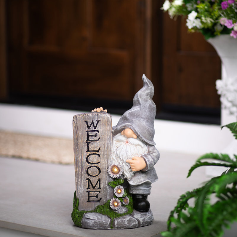 Statue de jardin d'extérieur à DEL solaire lumineuse 15,5 po