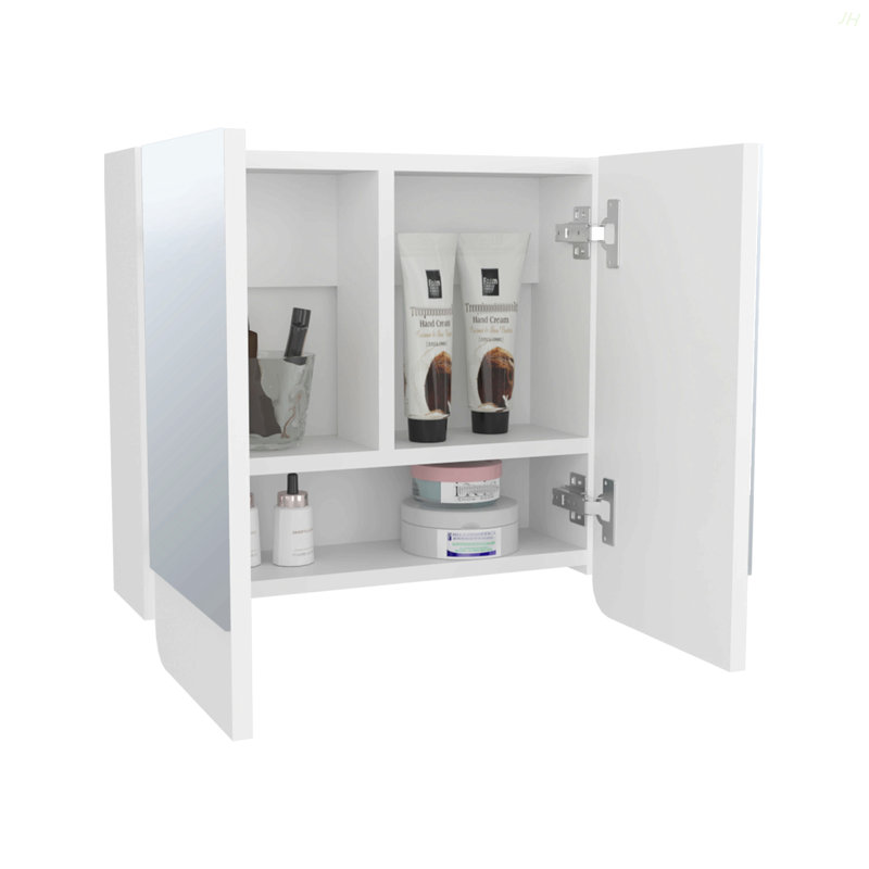 Armoire à pharmacie à miroir avec tablettes intérieures, solution de rangement et organisateur de salle de bain moderne, blanc