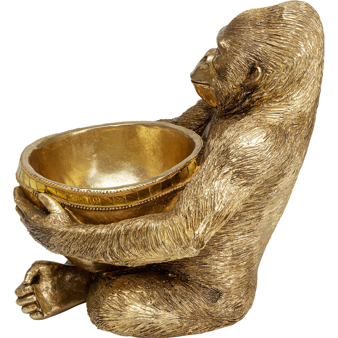 Dekofigur Gorilla mit Schale Gold